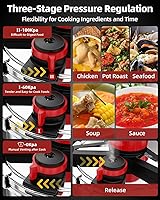 Vista 6 de Olla de presión de acero inoxidable 18/8 de 6 cuartos de galón, [bloqueo con una sola mano] Olla de Presion, olla a presión [3 en 1], compatible