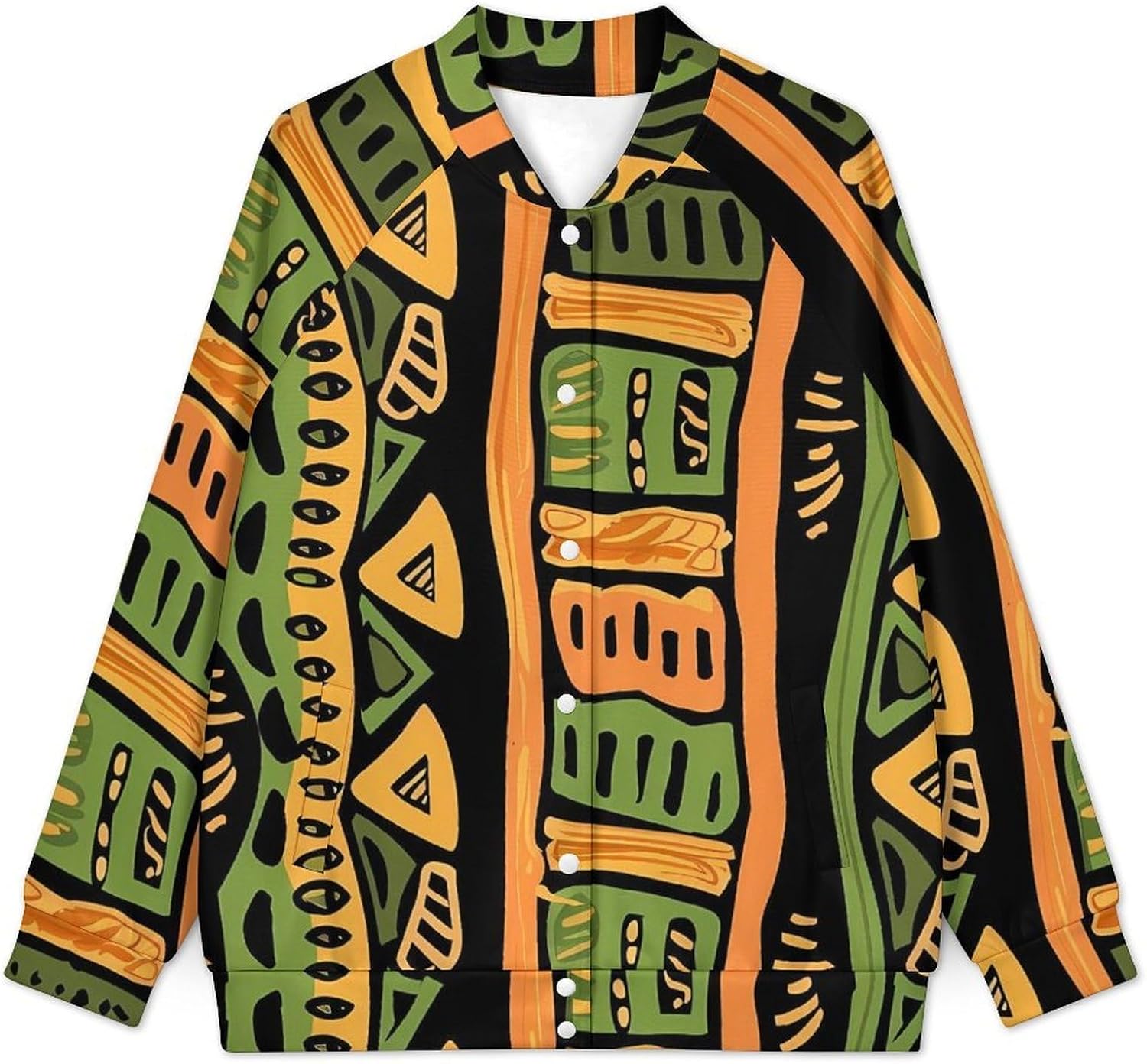 African Ethnic Patterns Women Varsity Baseball Jacket Casual Bomber Jackets Sweatshirt Windbreaker