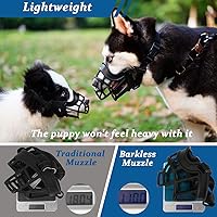 Vista 4 de Bozal de perro Barkless, bozal de cesta anti mordedura y masticación, cubierta de boca de jaula resistente y ligera para perros pequeños, medianos