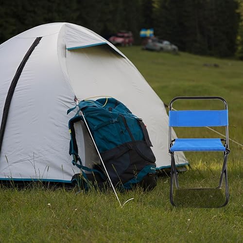 Miniatura 5 de Silla plegable pequeña portátil para exteriores, silla de césped plegable ligera para pesca, playa, jardín, viajes, con marco resistente y diseño de