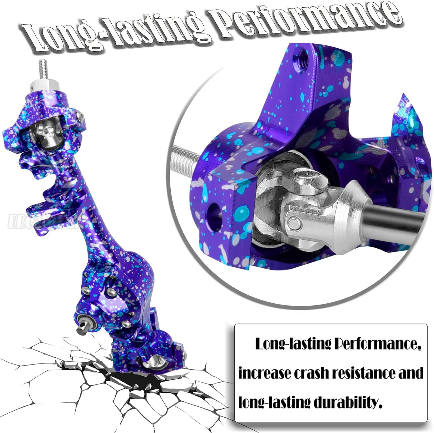 Aluminum Front Rear Axles Upgrades Part for 1/10 SCX10 SCX10 II 90046 90047,RC Alloy Front Rear Axle Hops Up,Colorful(Purple Blue Tone)
