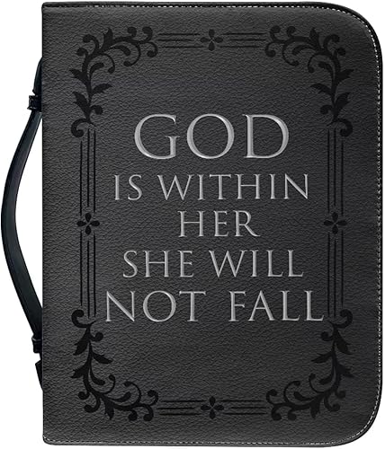 Miniatura 45 de Bolsas de cuero para iglesia, funda de Biblia gris león, bolsa protectora de la Biblia de poliuretano, funda de transporte portátil con asa