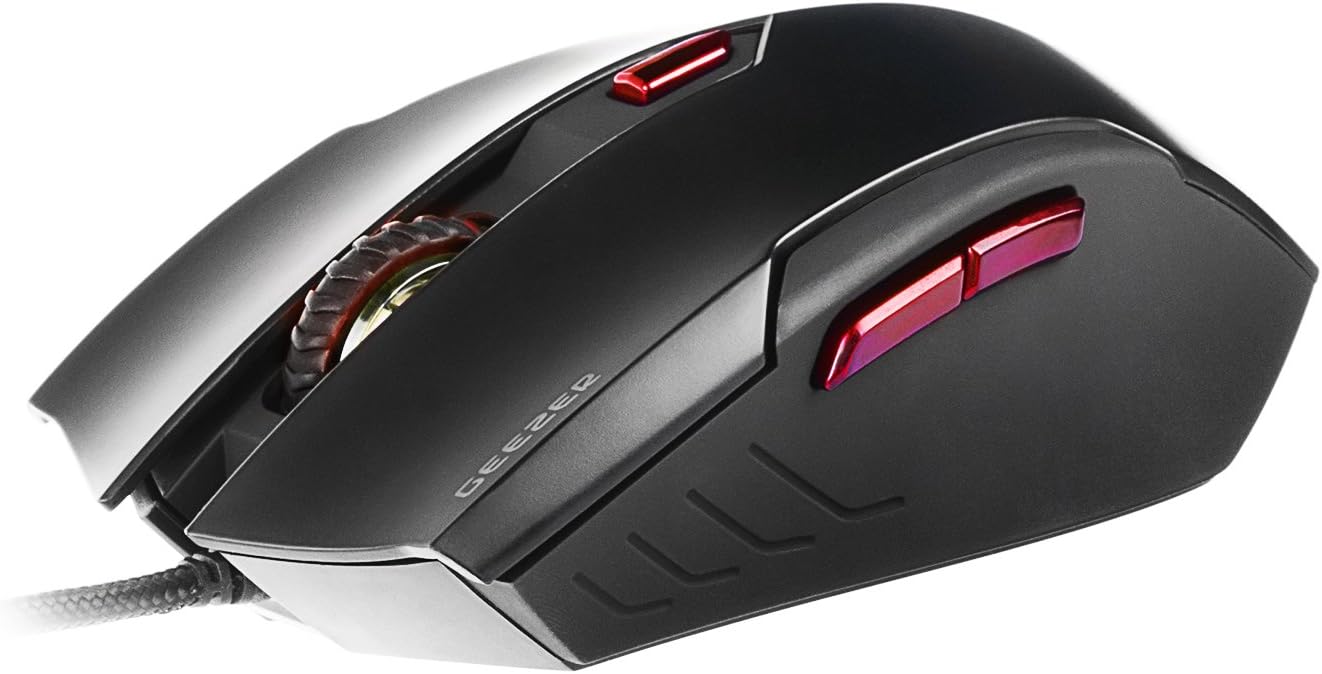 Geezer Gaming Mouse Optical Wired USB Mice Adjustable DPI Switch with 6 Buttons 7 LED Color Changing for PC Computer Laptop Macbook Black