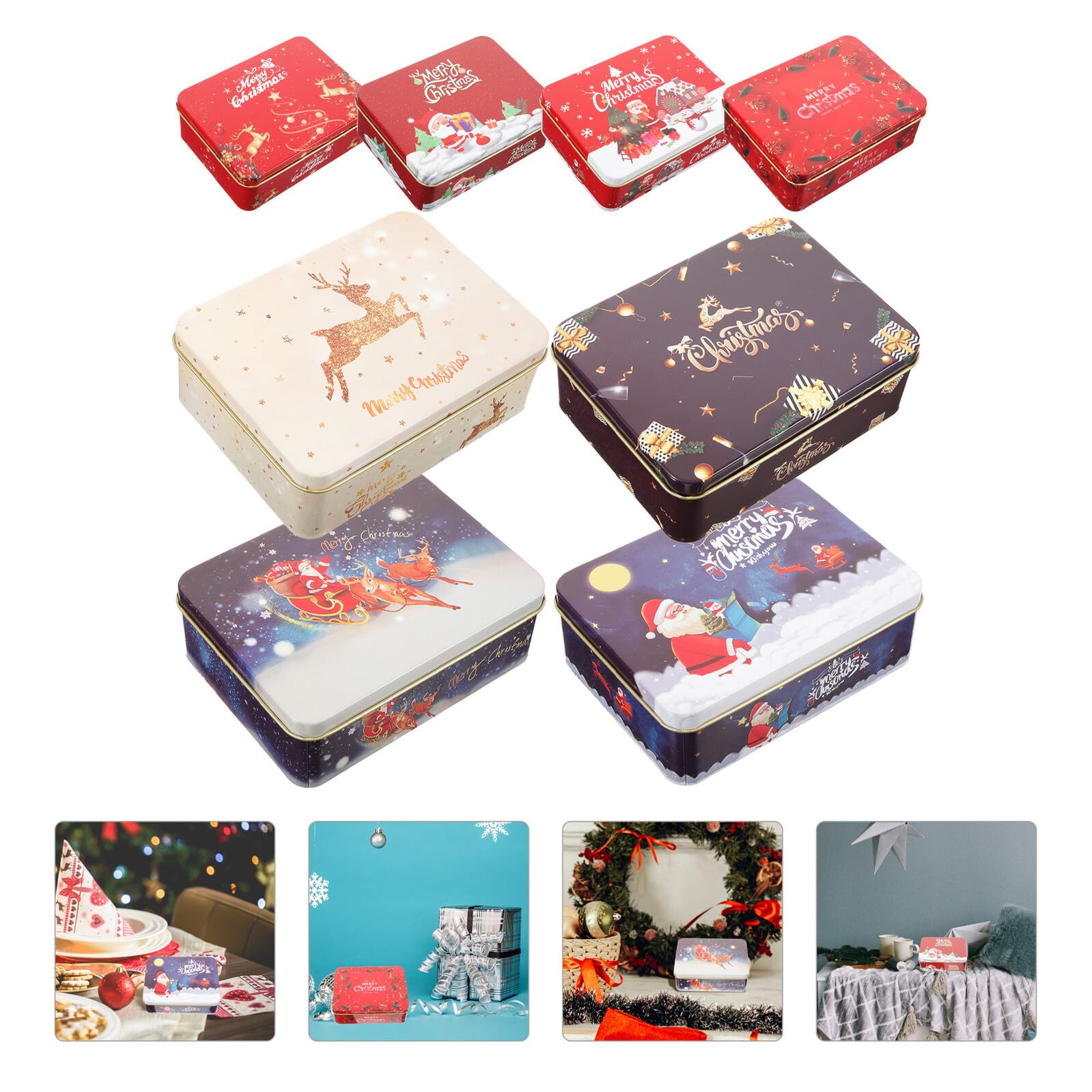 GALPADA 8stücke Kleine Metall-geschenkboxen Mit Deckel Aus Weißblech Weihnachtsgeschenkkarten-dosen Für Kekse Und Bonbons Praktisch Und Dekorativ