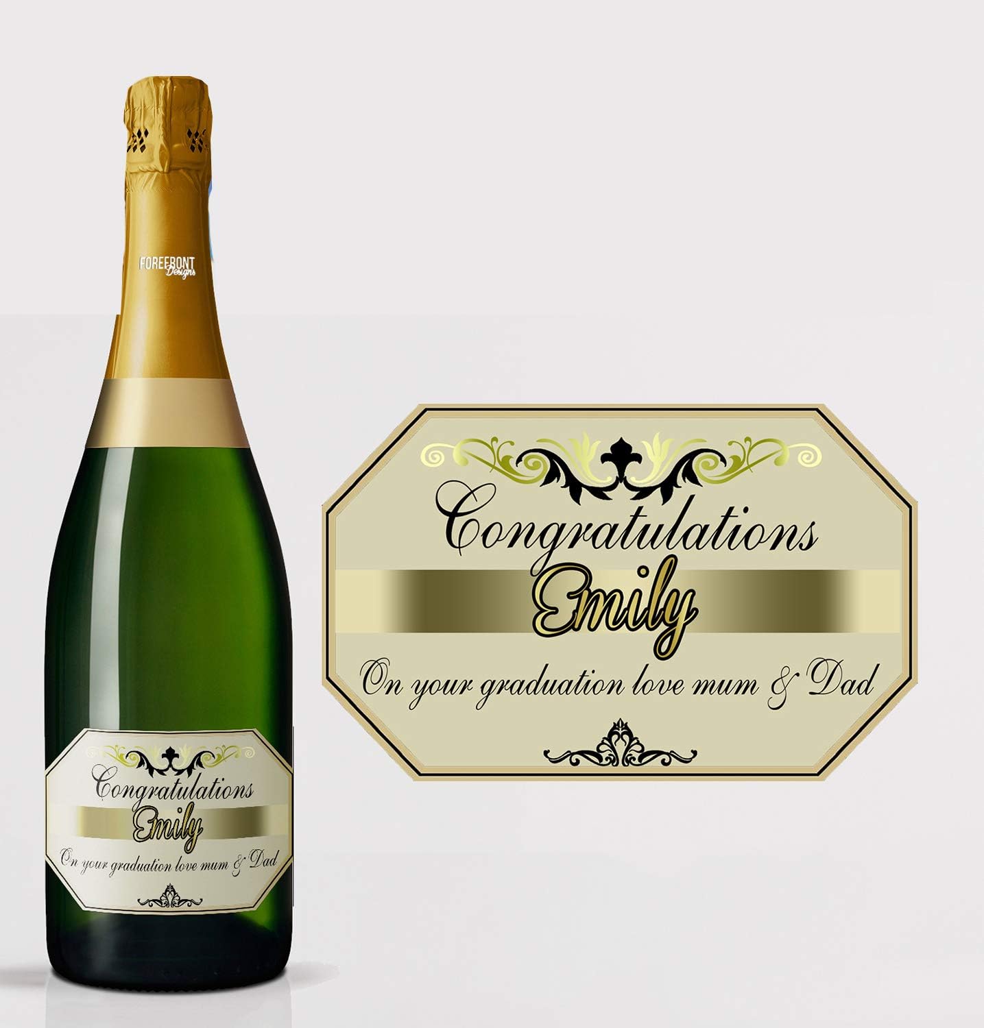 Personalised Champagne Bottle Label - Custom Champagne Label Bottle Sticker, Perfect for Weddings, Anniversaries, Birthdays & Gifts - Premium Customisable Prosecco Sticker