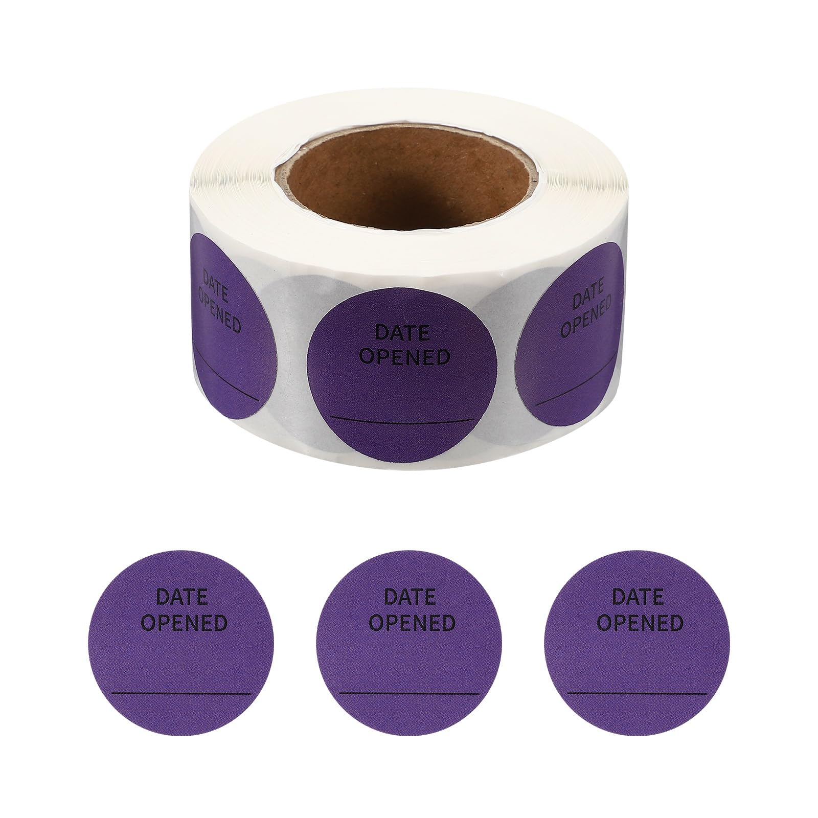 PATIKIL 500 Pcs Date Opened Stickers Roll, 1.25 Inch Food Storage Labels Removable Freezer Labels Adhesive Food Labels for Inventory Organized Kitchen Containers, Purple and Black