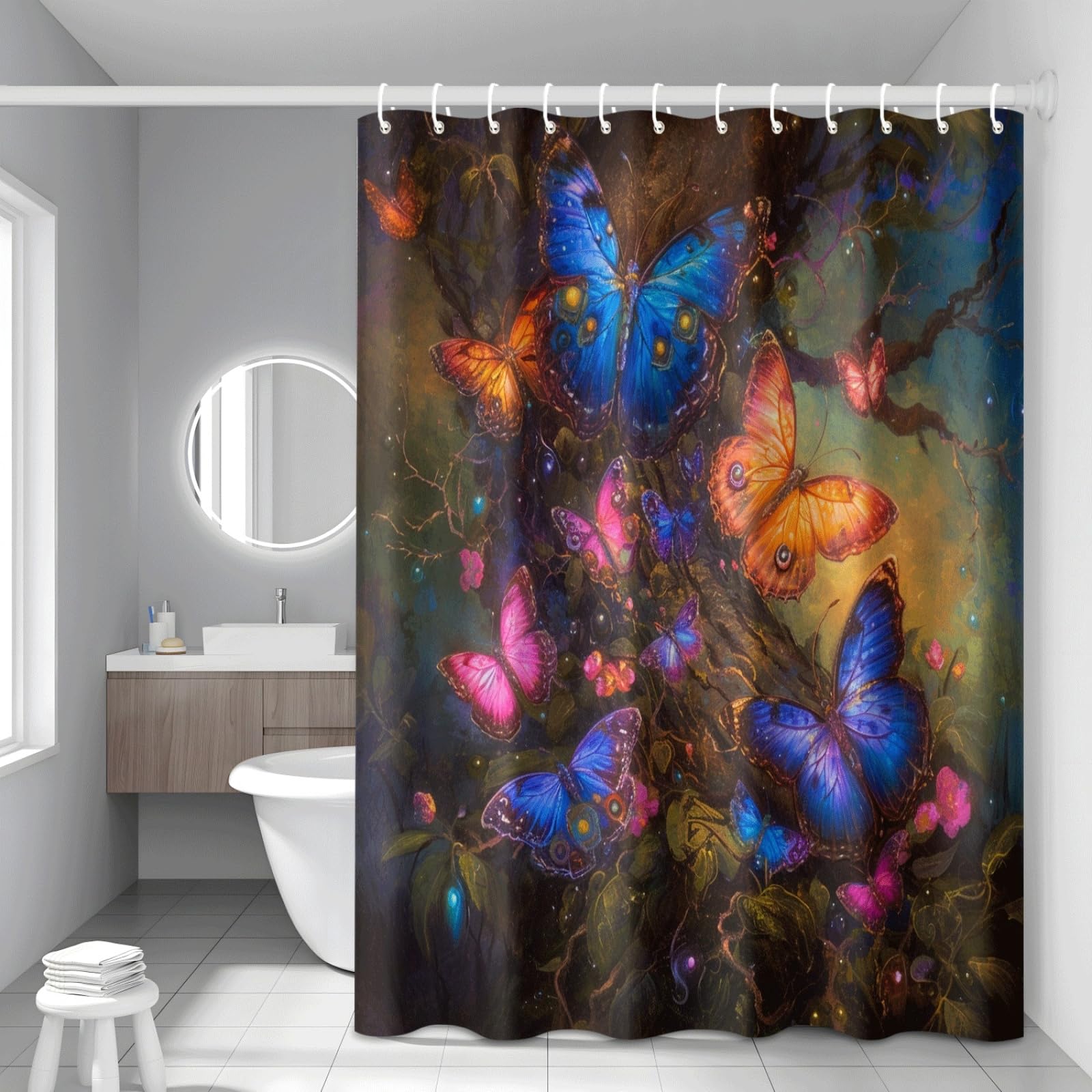 Rideau de douche polyester lavable marron 180x200 pour rideau baignoire salle de bain