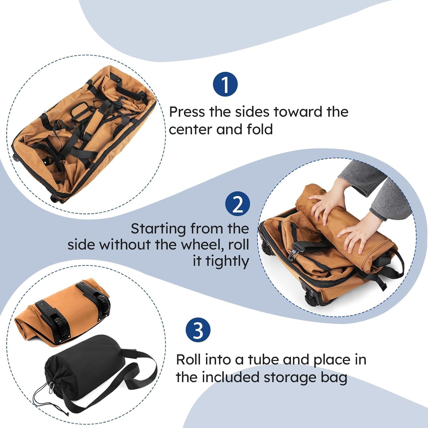 Rolling Duffle Bag with Wheels,110L/140L Expandable Soft-Sided Foldable Duffle Bag with 2 Rubber Wheels,Packable 32” Rolling Carry-On with Multi-Pockets & Compartments (Brown) - Image 4