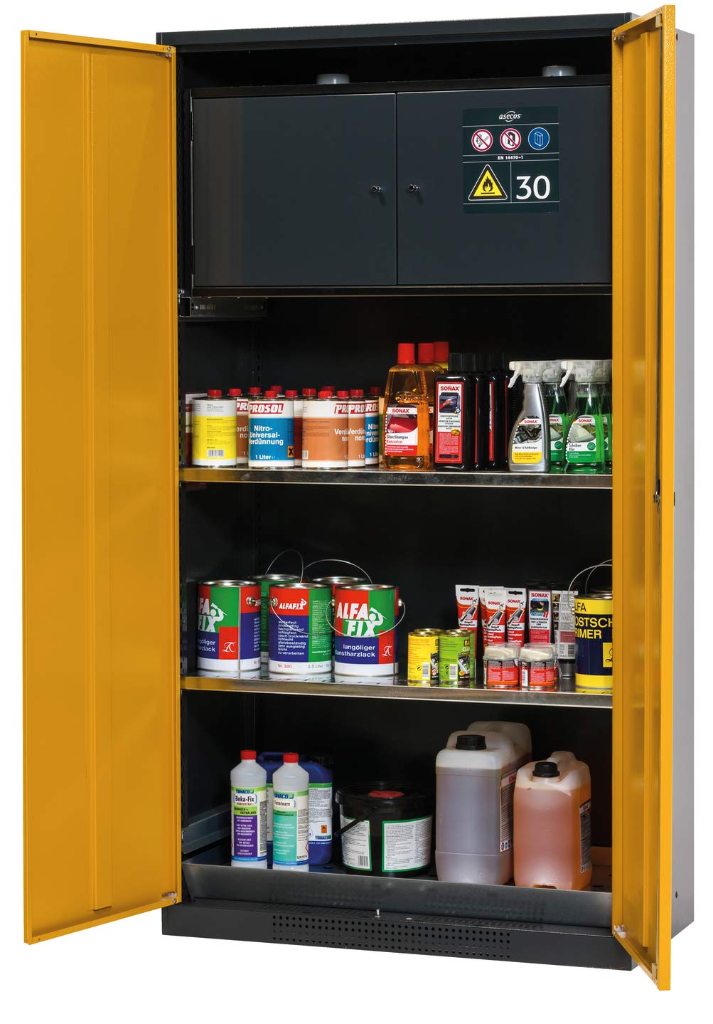 ASECOS custodia chimica CS (F) RAL 7016/RAL 1004 2 x FB1 x LB1 x BW (pz.) per la conservazione di sostanze non infiammabili negli studi di studio