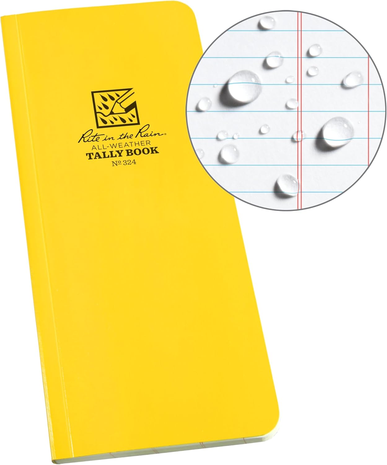 Rite in the Rain Weatherproof Soft Cover Tally Notebook, 3.5" x 8", Yellow Cover, Tally Pattern (No. 324)
