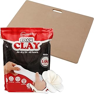 CALPALMY (Combo) Moldable Foam Clay White 3.3LBS and Clay Wedging Board 12“x18