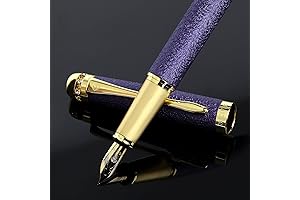 Purple Fountain Pen with Rhinestones and Frosted Finish