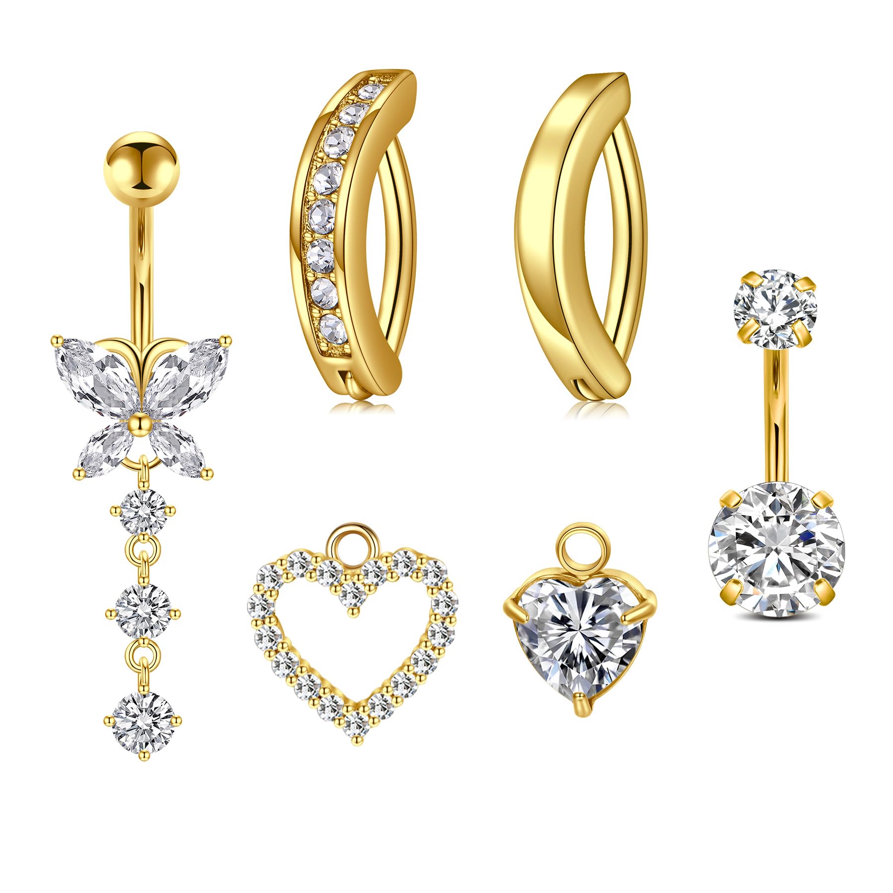 Briana WilliamsBriana Williams Belly Button Ring Belly Rings Belly Button Piercing Gold Belly Button Ring for Women Clicker Belly Ring Belly Piercing Stainless Steel 14g 10mm Blley Navel Rings Piercing Jewelry