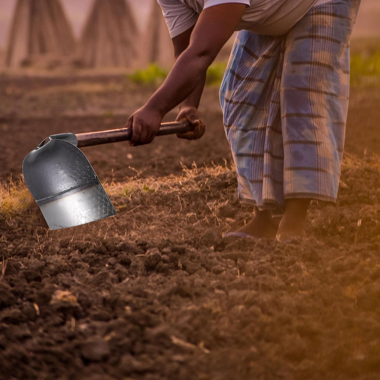 Luxshiny Solid Small Hand Hoe Gardening Tool for Weeding and Soil Loosening, Manganese Steel Agricultural Hand Tool for Backyard and Farm Use