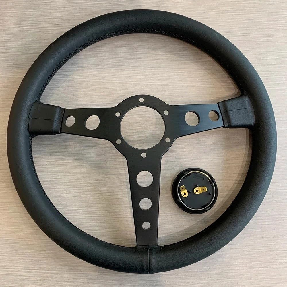 Volant Sport Universel 350 Mm 14 Pouces En Cuir Noir Palettes changement vitesse au volant