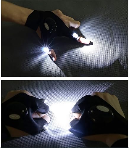 Miniatura 5 de Guantes de linterna, guantes de linterna LED sin dedos, regalos de cumpleaños para hombre, linternas manos libres para trabajar en lugares oscuros