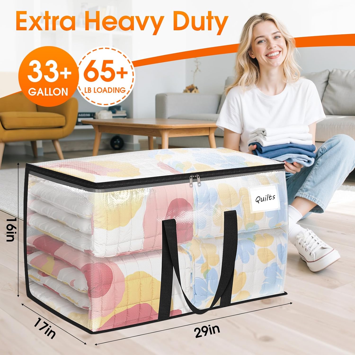 Fab totes Moving Bags Extra Heavy Duty Oversized Storage Bags with Reinforced Handle and Double Zippers,Moving Supplies Totes for Storage Packing Dorm Room Essentials Alternative to Moving Boxes