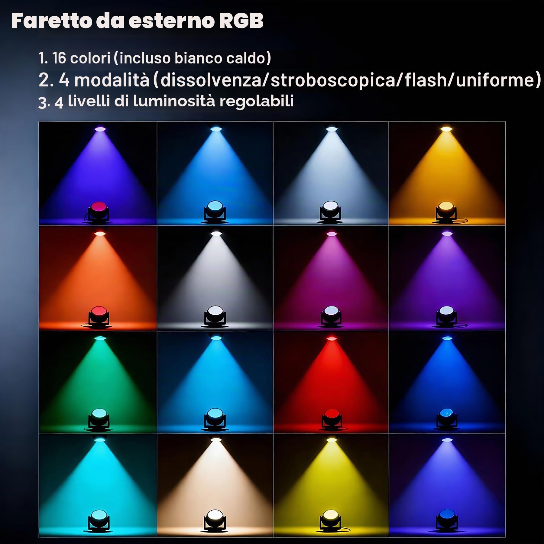 Faretto RGB da Giardino 10W, 4 pezzi | Impermeable per Giardino, Cortile, Vialetto