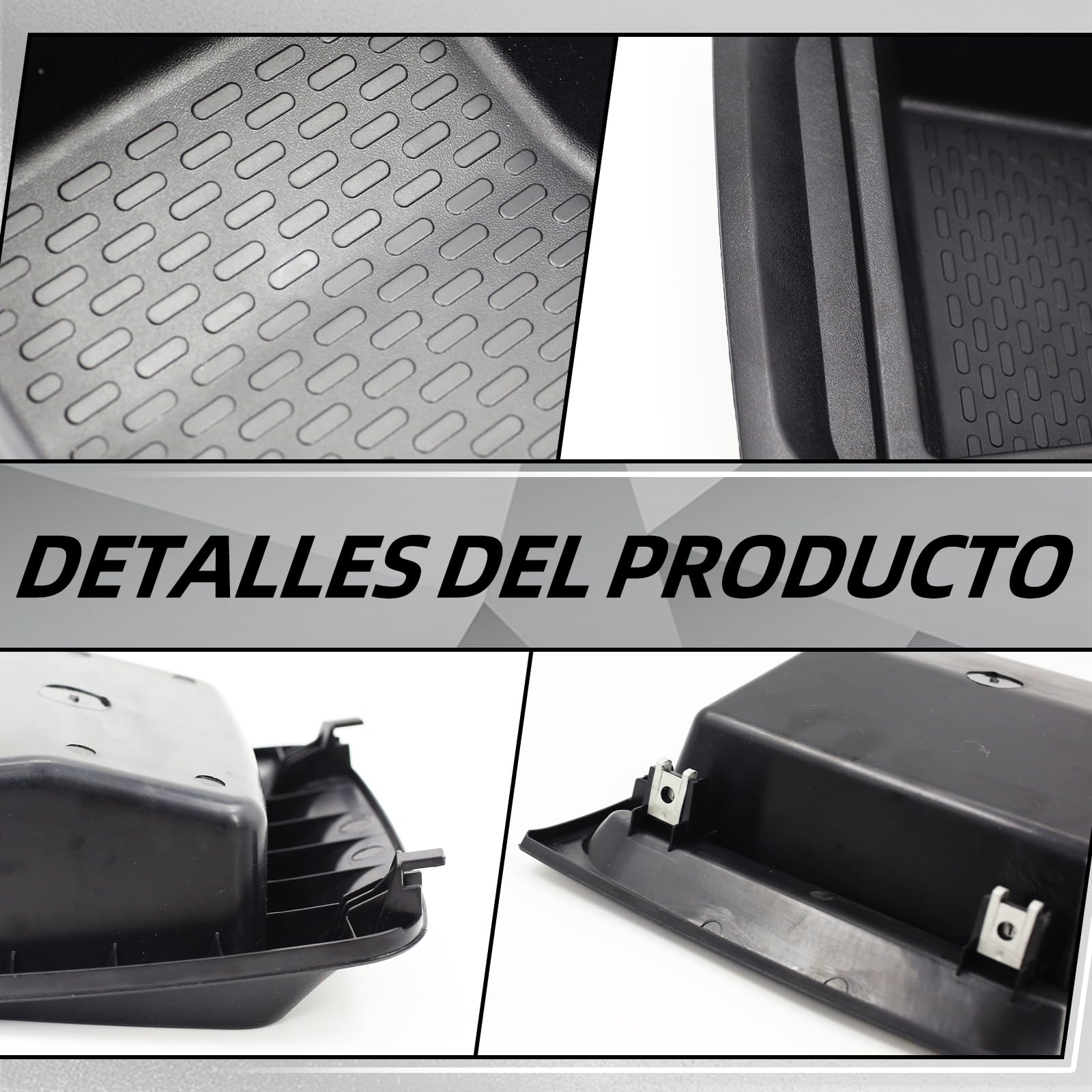 Caja de almacenamiento para tablero de instrumentos de auto, compatible con FIAT Ducato, Peugeot Boxer, Citroen Relay (2014+), material ABS negro, diseño antideslizante