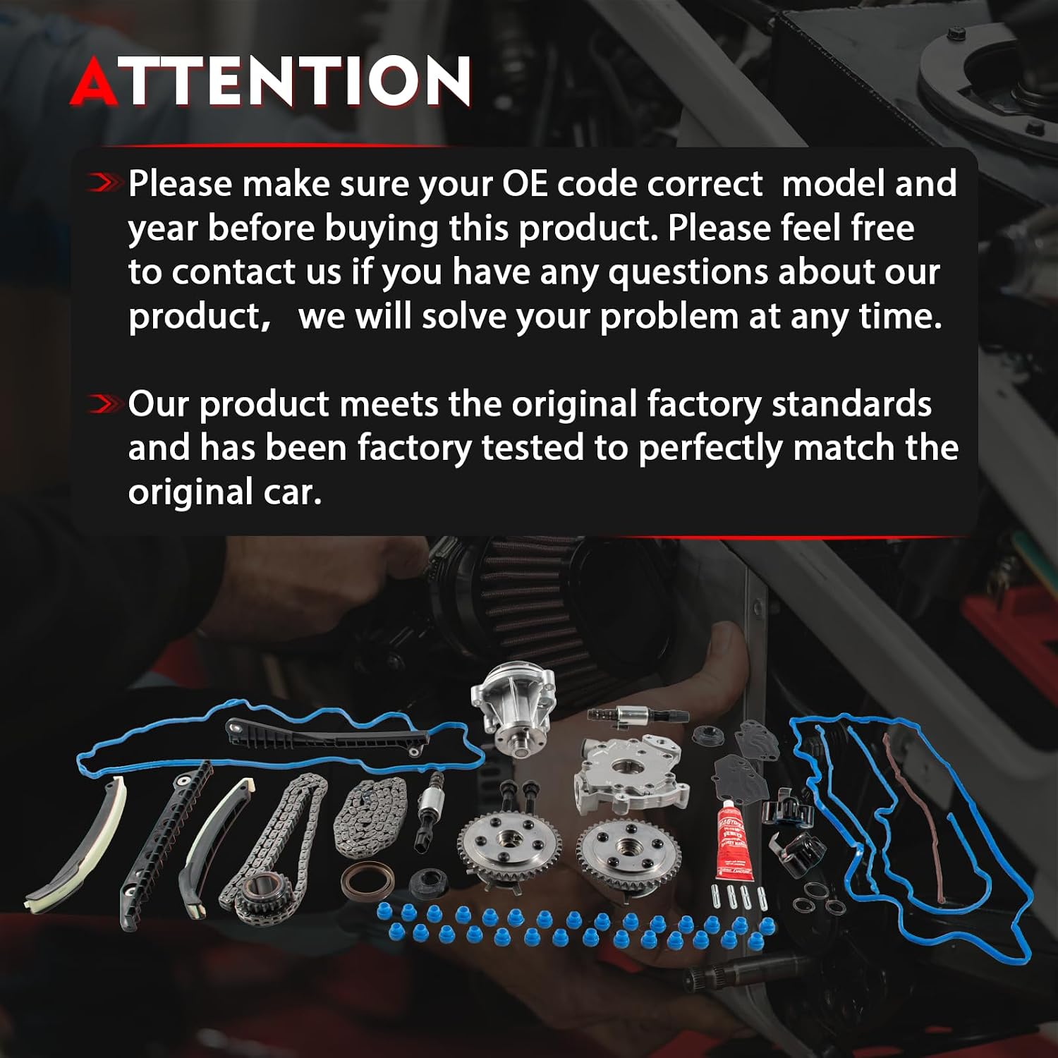 3R2Z-6A257-DA Timing Chain Kit with Water Oil Pump, Cam Phaser Gaskets Tensioner Replacement for Ford Expedition F-150 F-250 F-350 Super Duty, Lincoln Navigator 5.4L 24-Valve Triton Engine