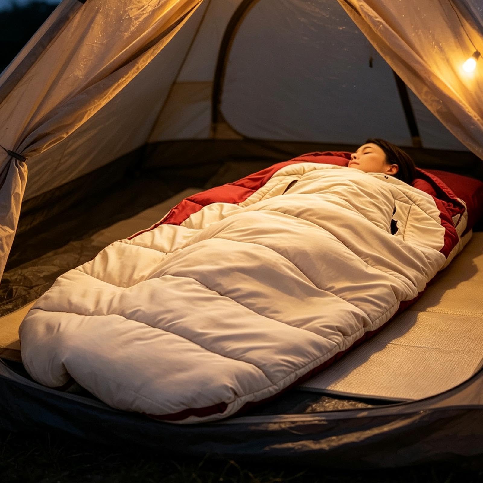 Sacco a pelo per adulti, 220 x 95 cm, con cappuccio, indossabile, materassino | Sacco a pelo queen size per tenda, all'aperto, primavera, estate, autunno, viaggi, letto, casa e asilo