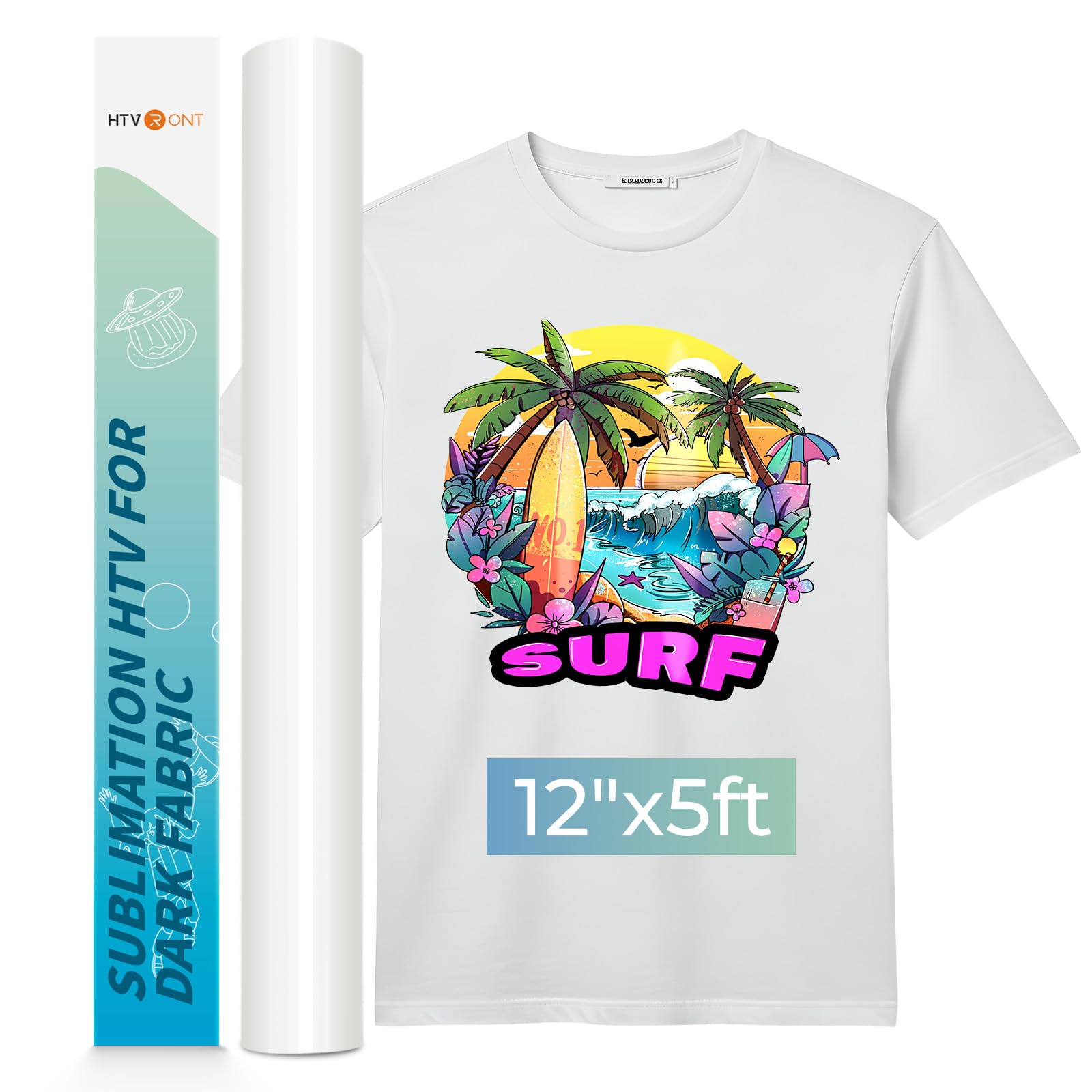 Clear HTV Vinyl for Sublimation - 12" X 5FT Upgraded Matte Sublimation Vinyl - Wash Durable Clear Dye Sub HTV for Light-Colored Cotton Fabric