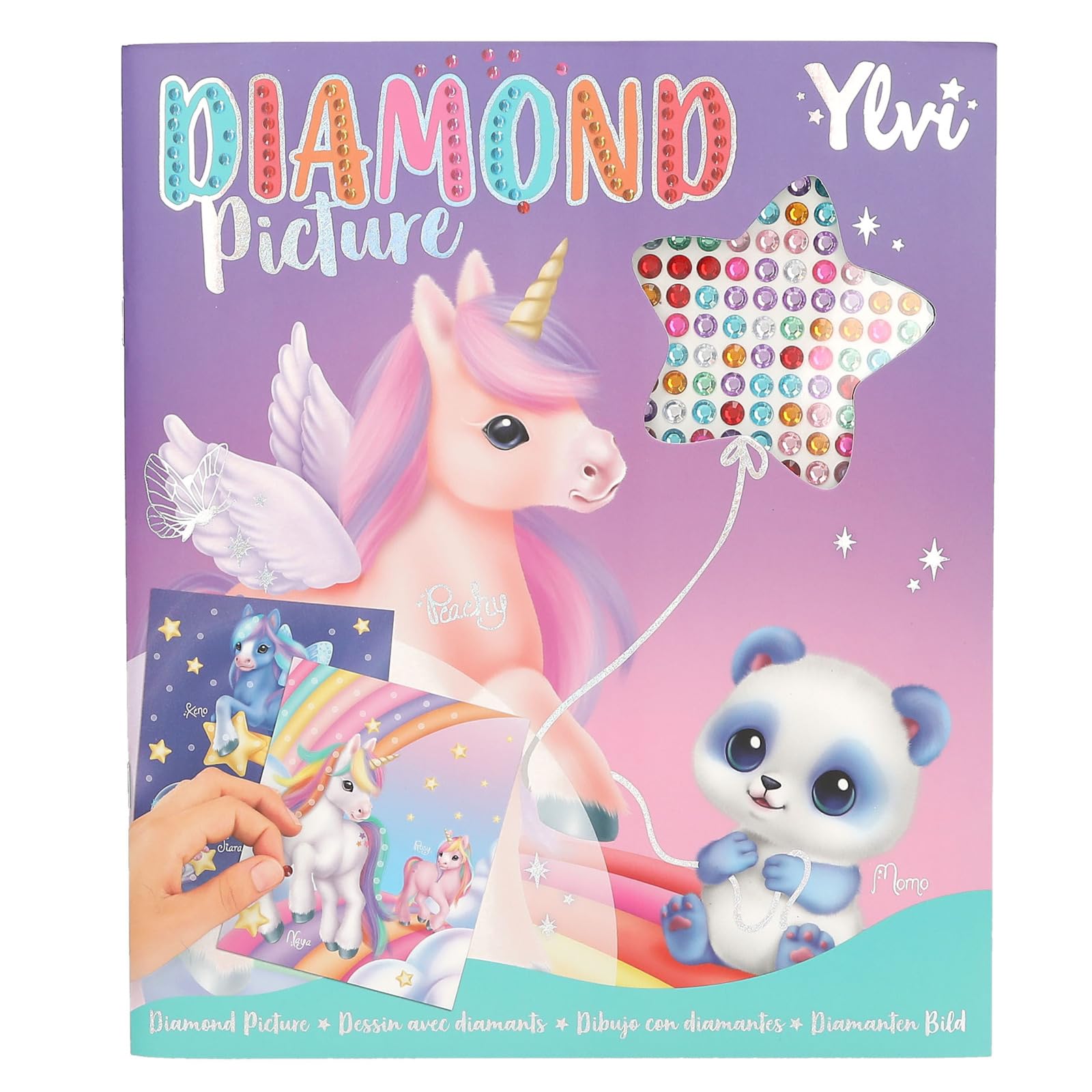 Depesche 13483 Ylvi Sticker Book with 10 Pages Unicorn Motifs for Decorating, Includes Glittering Gems for Sticking