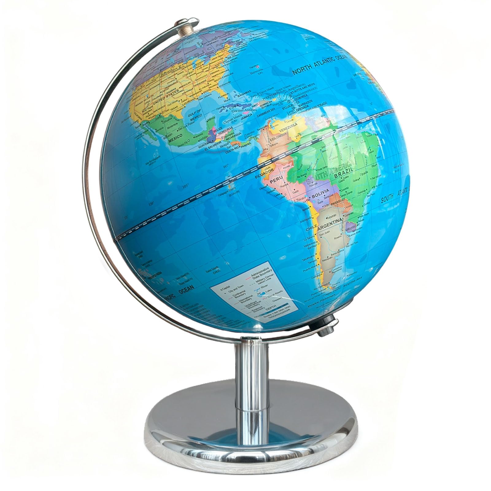 Sexacohu 8'' Illuminated Globe for Kids(World Globe with Stable Heavy Metal Base Rewritable Easy-Read High Clear Map Educational Interactive for