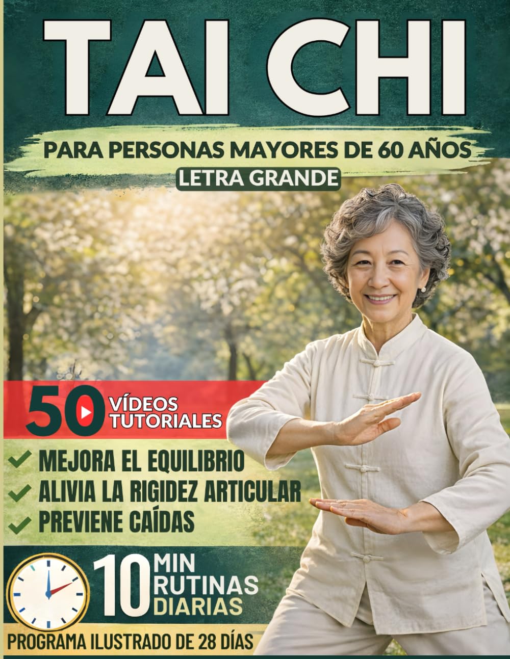 Tai Chi Para Personas Mayores (Letra Grande): Un Sistema Suave De 10 Minutos Diarios Para Mejorar El Equilibrio, Aliviar La Rigidez Articular, ... Y Moverse Con Confianza, Con Ilustraciones