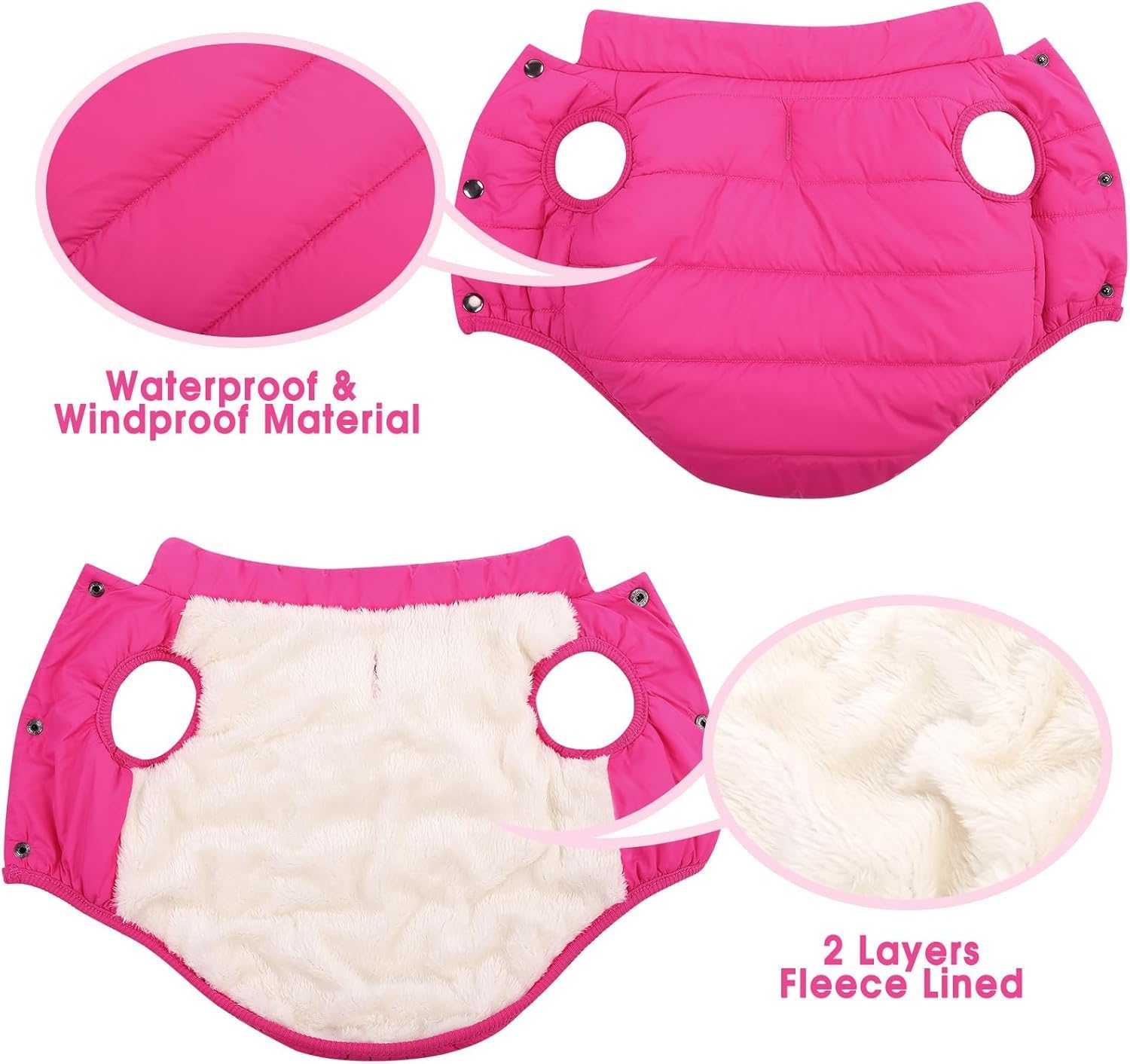 ASENKU Dog Winter Coat - Waterproof Windproof Dog Jacket, Warm Snowproof Doggie Puffer Vest for Cold Weather, Lightweight Snow Coats for Small Medium Large Dogs (Pink, S) - Image 4