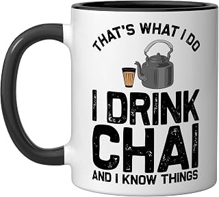 Funny Tea Lovers Gift For Indian Desi Men Women Chai Drinker Ceramic Mug, Black/White