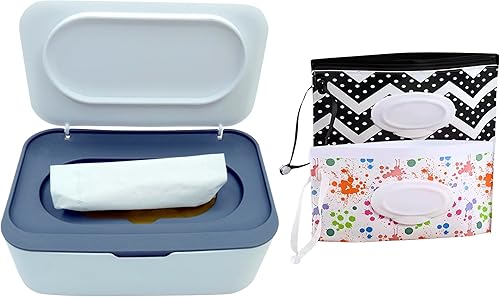 Dispensador de toallitas húmedas, soporte para toallitas para bebés con 2 recipientes portátiles de viaje, contenedor de toallitas recargables con