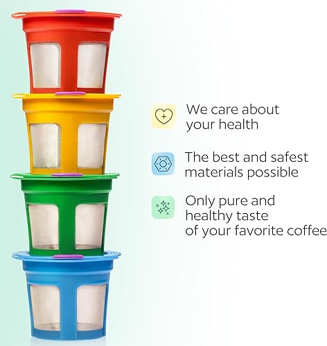 Miniatura 4 de Breworo K-Cup, filtros reutilizables para cafeteras Keurig 1.0 y 2.0 modelos K200, K250, K300, K350, K400, K450, K460, K500, K525C, K550, K560, set