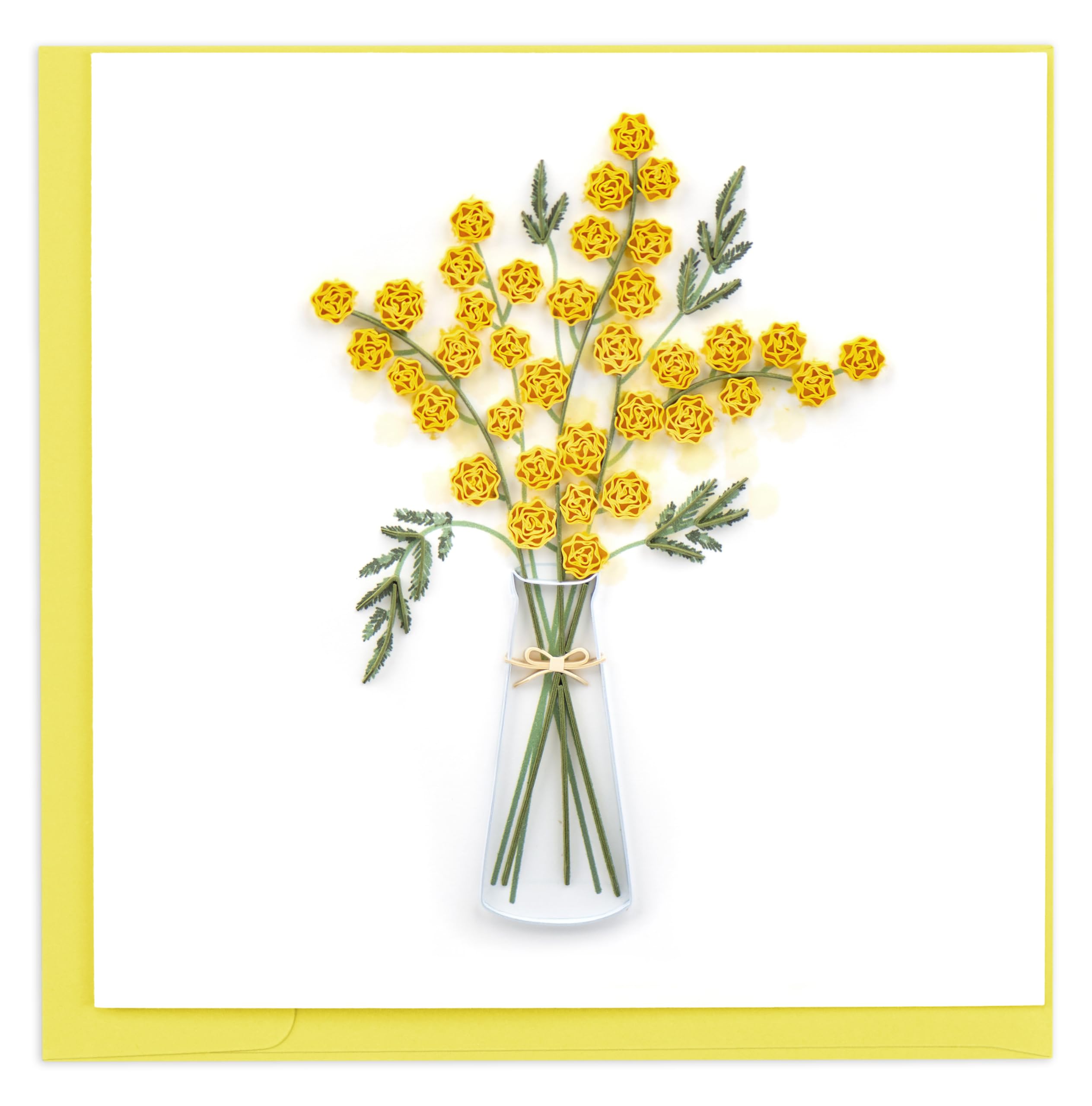 Quilling Mimosa Bouquet Sunshine Flowers Hand-Finished Art Greeting Card Frameable Art, Suitable for Framing in a Card Frame