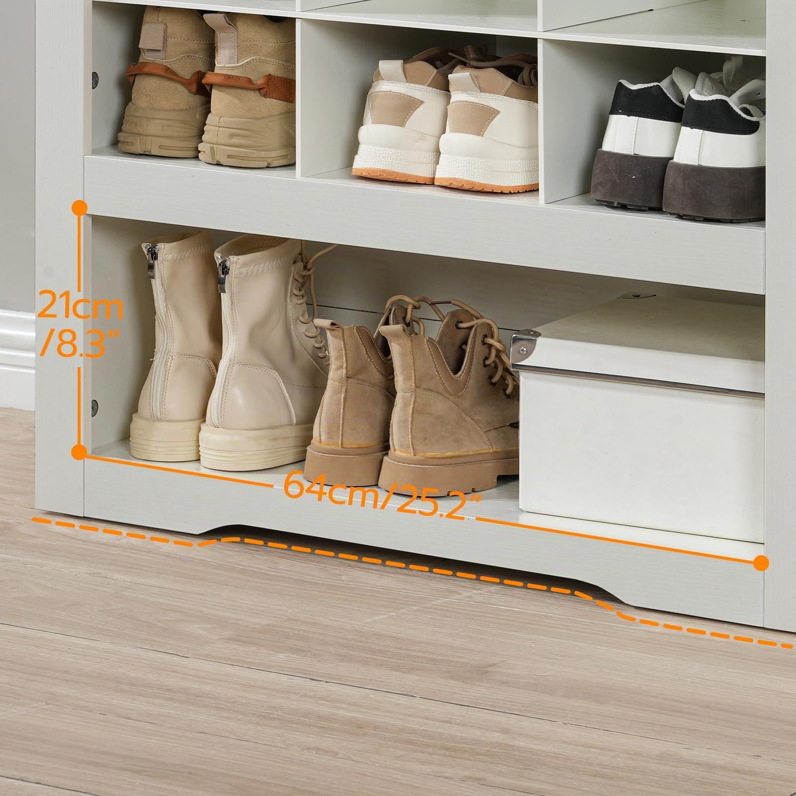 HOOBRO Zapatero Alto, Armario de Zapatos de 9 Niveles, Mueble para Zapatos Independiente con 24 Compartimentos y 3 Ganchos, para Entrada, Guardarropa, Sala de Estar, Blanco EWT24SC01