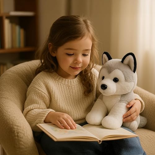 Miniatura 8 de Animales de peluche de Husky Siberiano, Perros de peluche suaves para niños, niñas, niños, bebés, cumpleaños, regalo para dormir, 30 centímetros
