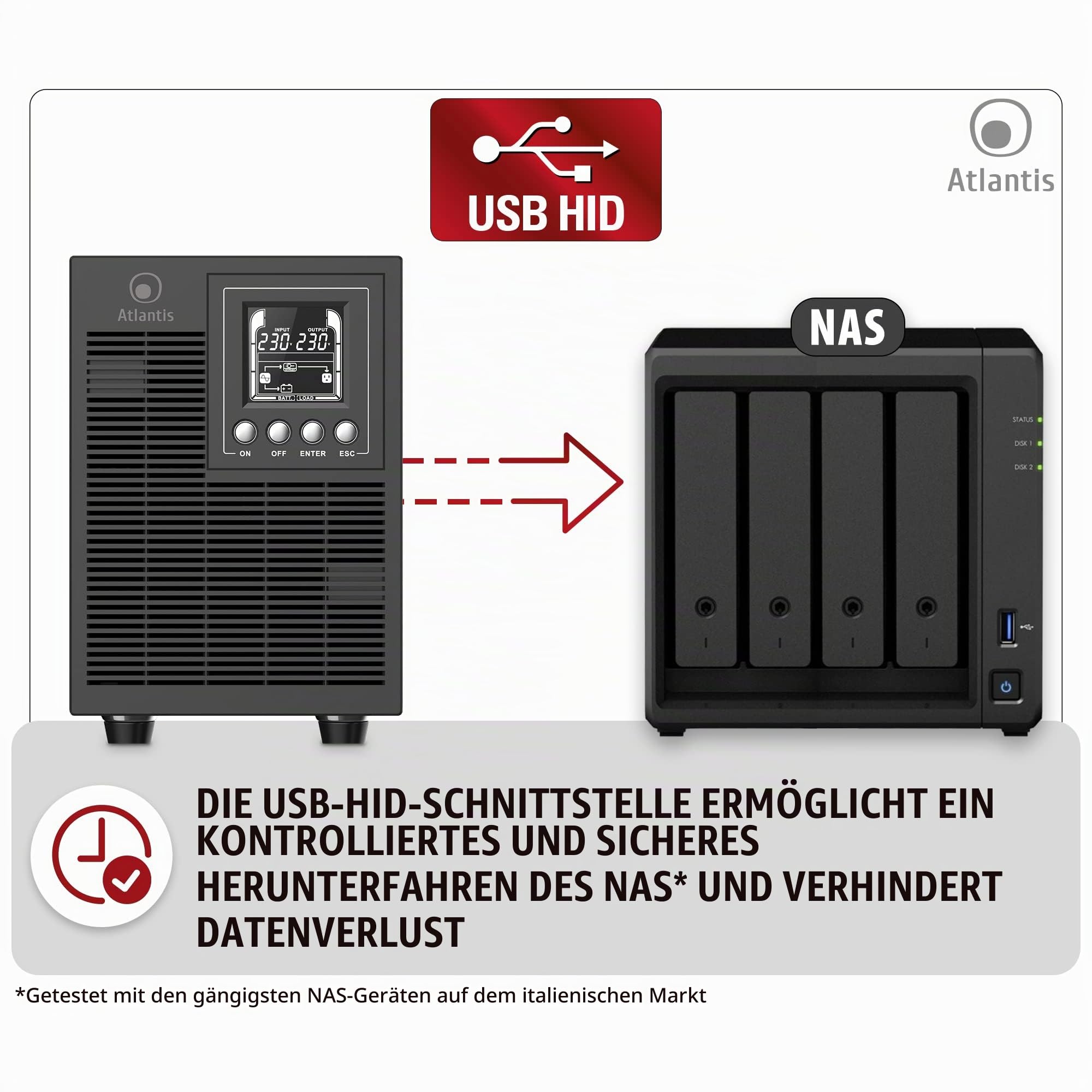 Atlantis Online-USV 1500 VA/1350 W mit Doppelwandler