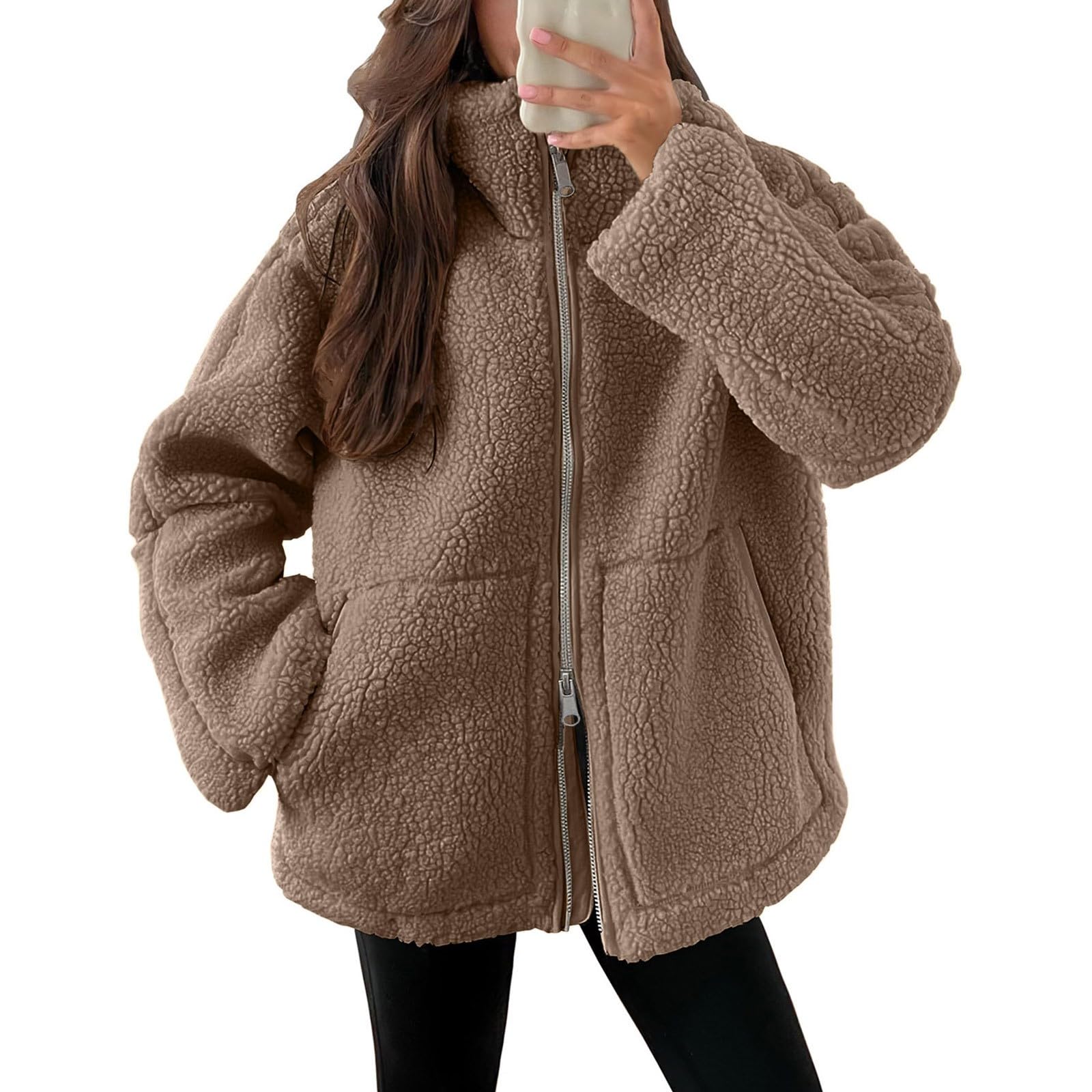 Générique Manteaux Madame Grande Taille Vélo Fashion Blouson Manche Longue Hiver Solid Bouffante Femme Comfy Col Revers