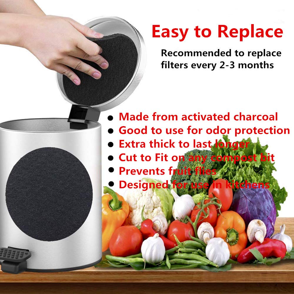 Kettion Lot De 8 Filtres De Rechange Pour Poubelle à Compost De Cuisine, Filtre à Charbon