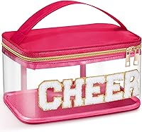 Vista 9 de Geetery Bolsa de Medicina con Parche de Letra de Chenilla Bolsa de Medicamentos de Nylon Portátil Estuches de Maquillaje de Viaje Parche Preppy