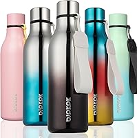 Vista 233 de BJPKPK Botellas de agua aisladas, botella de agua de metal de acero inoxidable de 18 onzas con correa, termo a prueba de fugas sin BPA, tazas