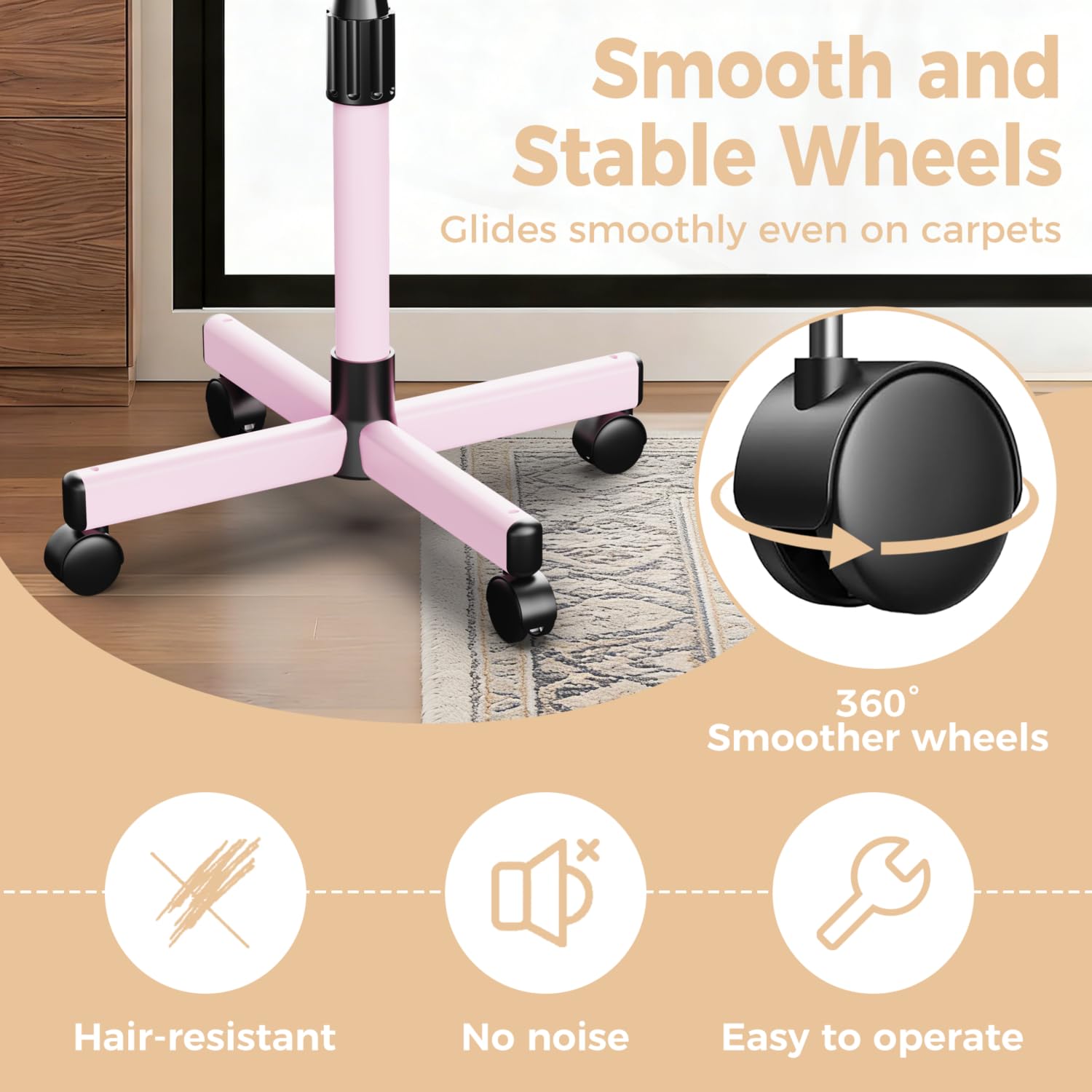 Pink Salon Tray Cart - Adjustable Height Tattoo Tray -3
