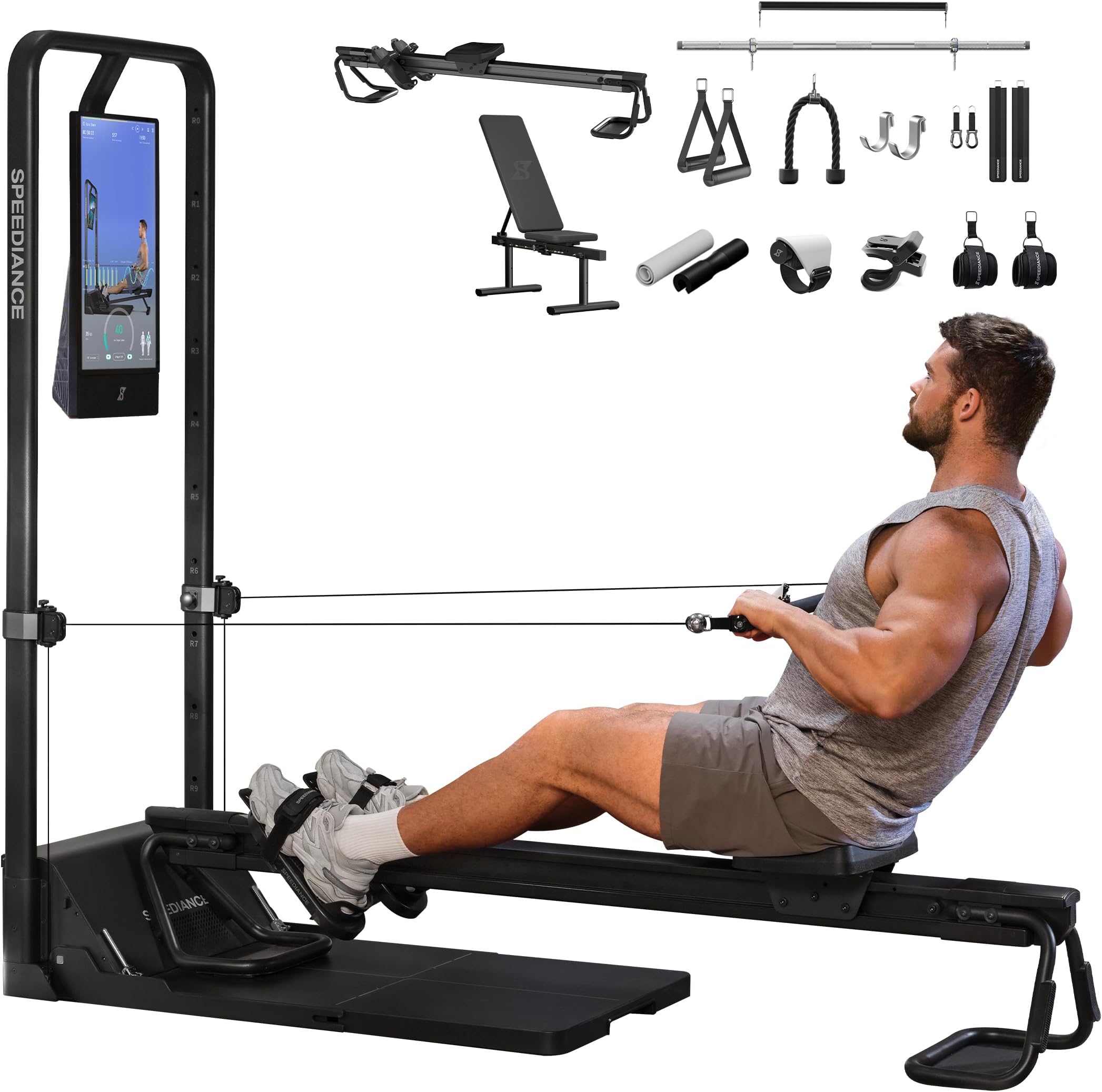 Smart Home Gym, Multi-Functional Gym Machine for Full Body Strength Training, All-in-one Gym Equipment, Digital Weight System, Workout Station, Squat Rack, Gym Monster 2
