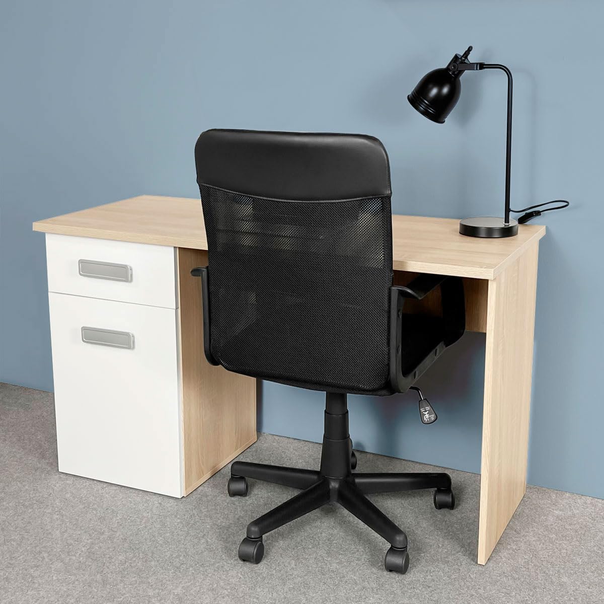 amuéblate Online - Escritorio Mesa de Estudio, Modelo Nico, Mesas para Ordenador, Acabado en Blanco y Cambria, Práctica y Funcional, Medidas: 120 cm (Ancho) x 50 cm (Fondo) x 71 cm (Alto)