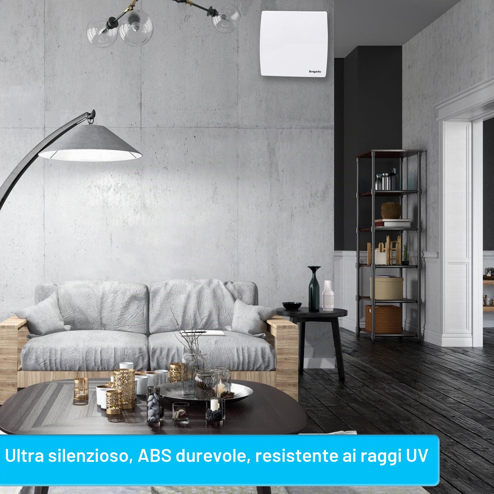 Aygrochy Ventola Aspirazione 100mm con sensore di umidità e timer, Ventola estrattore aria con Spina EU e cavo 1 m alimentazione da, funzionamento silenzioso, adatto per bagno e cucina