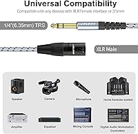 Vista 2 de Cable adaptador TRS a XLR macho de 1/4 de pulgada, enchufe TRS equilibrado de 0.250 in a macho XLR de 3 pines, cable de micrófono TRS macho de un