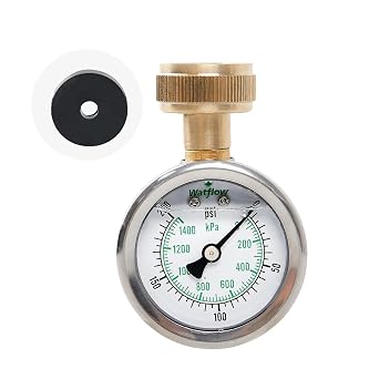 2" Glycerin Filled Stainless Steel Water Pressure Test Gauge, Garden Hose Pressure Gauge, House Water Pressure Gauge, 3/4" Female Hose Thread, 0-200 psi/kpa