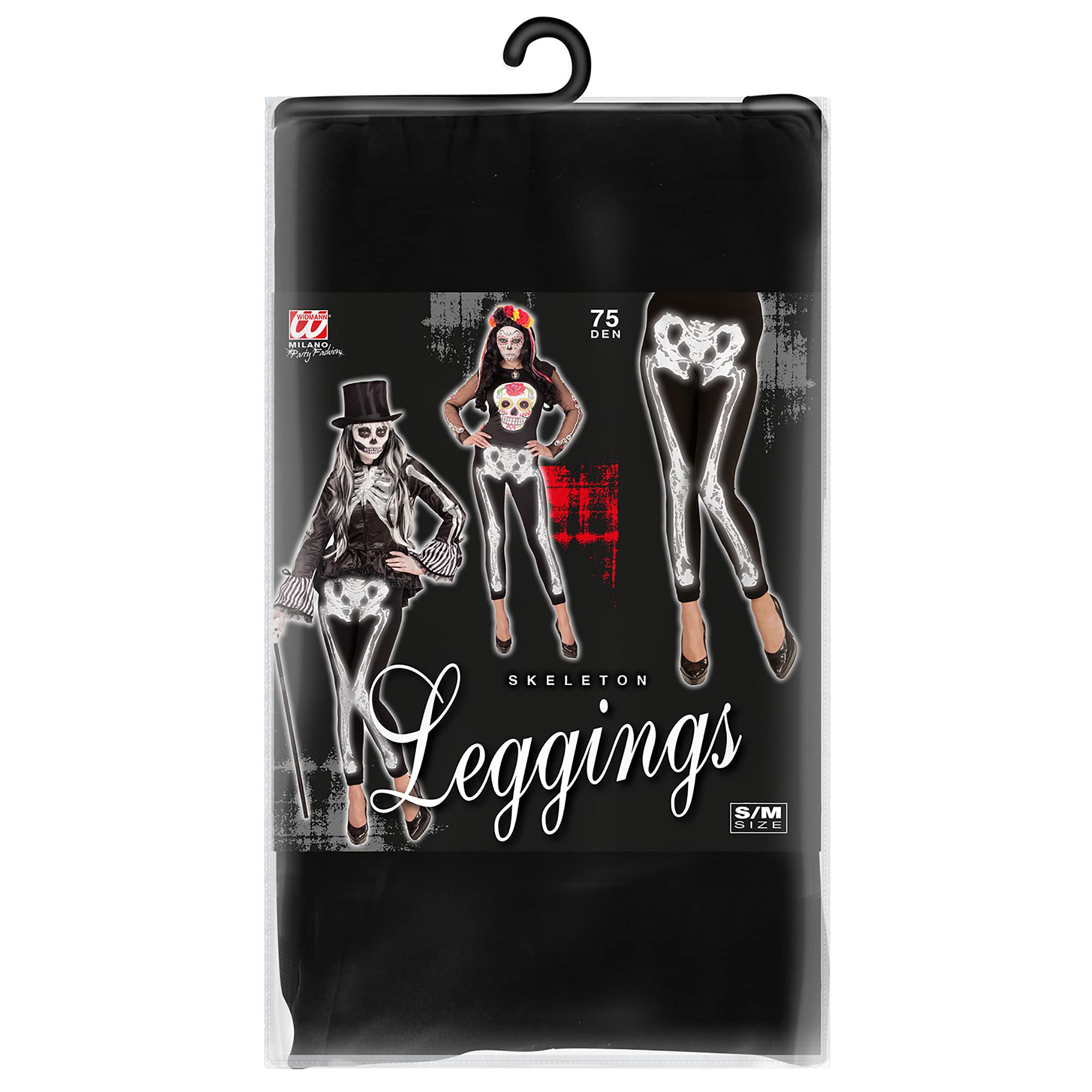 W WIDMANN MILANO Party Fashion - Leggings squelette, 75 DEN, collants, pantalon pour Halloween
