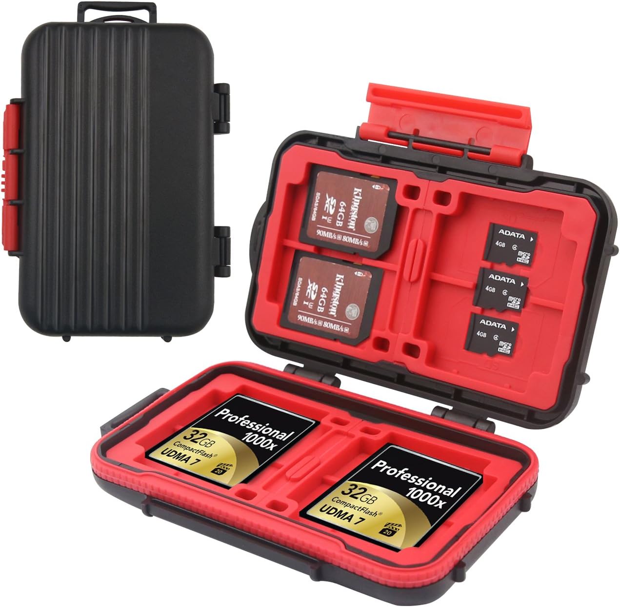 Abs Water-Resistant Anti-Shock Professional Memory Card Cover Holder Protector Storage for 4 CF/8 SD/12 MSD Cards (Black)