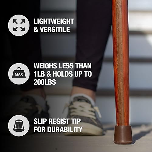 Miniatura 6 de Brazos Bastón de madera hecho a mano, cedro trenzado, mango estilo Derby, para hombres y mujeres, fabricado en los Estados Unidos, 34 pulgadas